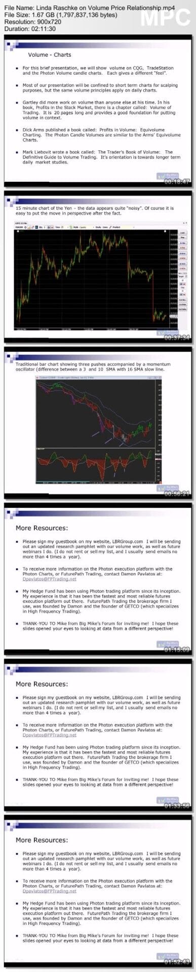 Linda Raschke on Volume Price Relationship Screenshots